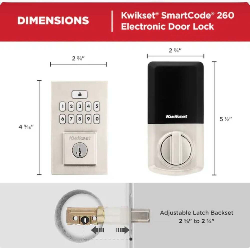 Kwikset SmartCode 260 Contemporary Keypad Electronic Deadbolt with SmartKey Secu